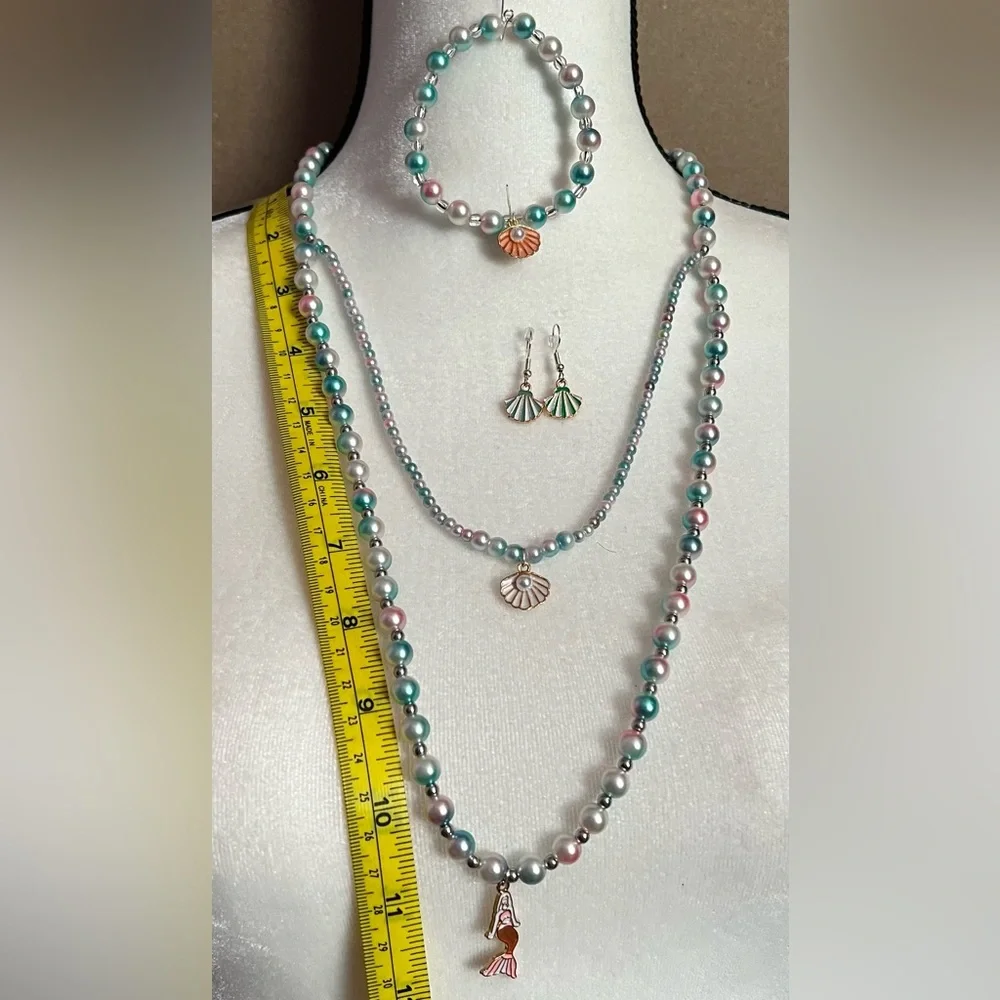 Handmade Jewelry Faux Pearl Necklace Earring Bracelet.for Valentines 💌 - Picture 4 of 5